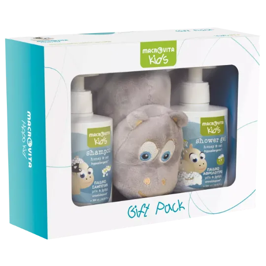 Poza cu Set ingrijire pentru Copii: Sapon pentru Copii 300ml + Gel de Dus 300ml + Mascota Hippo CADOU